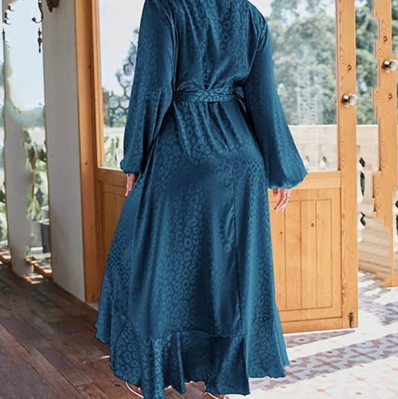 COPY - Women's Summer Chiffon V Neck Ruffle Maxi Dress - Picture 2 of 2